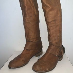 Tan knee high boots